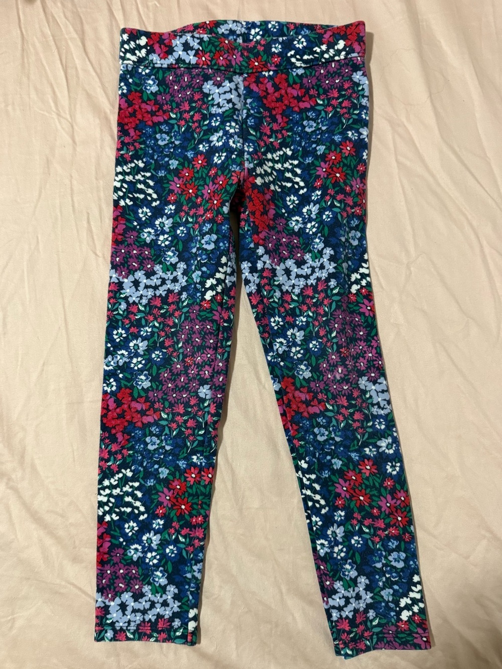 Janie and Jack Navy Floral Stretch Leggings with Multicolor Blooms